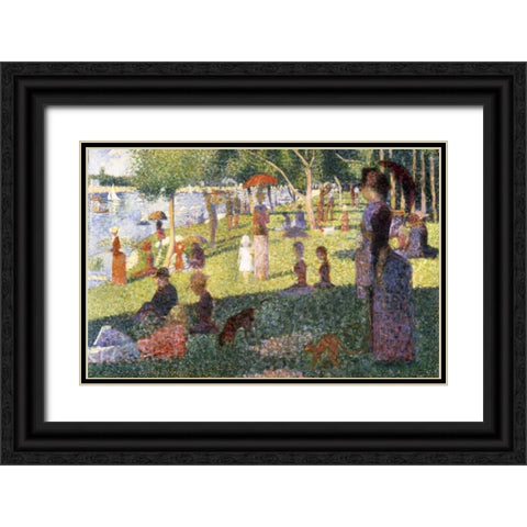 Sunday Afternoon On The Island of La Grande Jatte - Study Black Ornate Wood Framed Art Print with Double Matting by Seurat, Georges