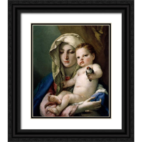 Madonna of the Goldfinch Black Ornate Wood Framed Art Print with Double Matting by Tiepolo, Giovanni Battista