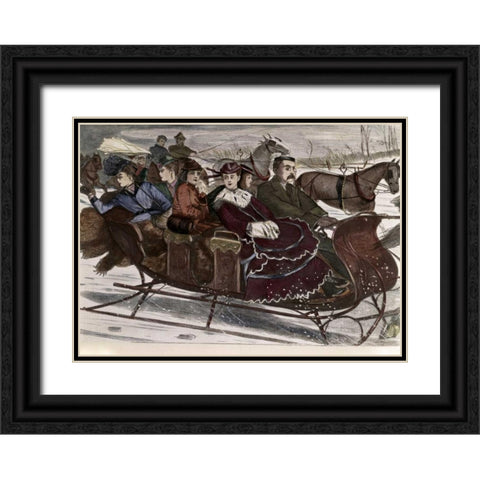 Christmas Belles Black Ornate Wood Framed Art Print with Double Matting by Unknown