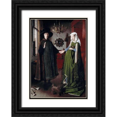 Arnolfini Portrait Black Ornate Wood Framed Art Print with Double Matting by Van Eyck, Jan