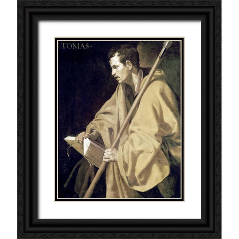 Saint Thomas Black Ornate Wood Framed Art Print with Double Matting by Velazquez, Diego
