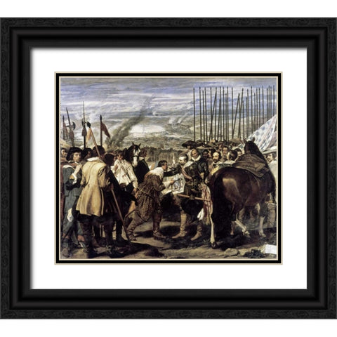 Surrender of Breda - The Spears Black Ornate Wood Framed Art Print with Double Matting by Velazquez, Diego