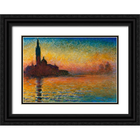 San Giorgio Maggiore Black Ornate Wood Framed Art Print with Double Matting by Monet, Claude