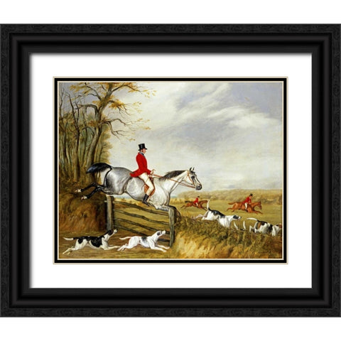 The Belvoir Hunt Black Ornate Wood Framed Art Print with Double Matting by Alken, Henry Thomas