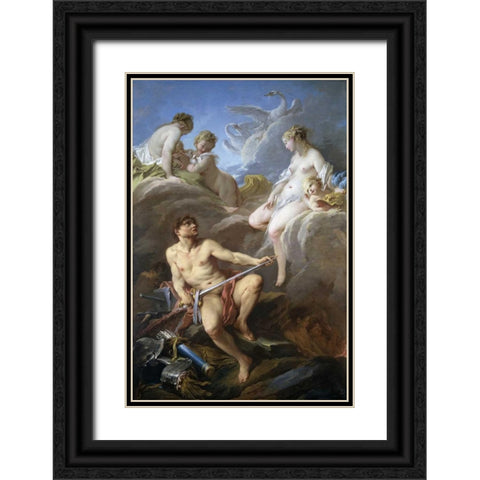 Venus Requesting Arms for Aeneas From Vulcan Black Ornate Wood Framed Art Print with Double Matting by Boucher, Francois