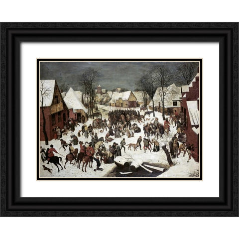The Massacre of the Innocents Black Ornate Wood Framed Art Print with Double Matting by Bruegel, Pieter the Elder