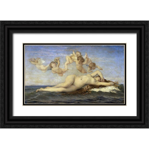 The Birth of Venus Black Ornate Wood Framed Art Print with Double Matting by Cabanel, Alexandre