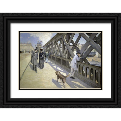 The Bridge of Europe Black Ornate Wood Framed Art Print with Double Matting by Caillebotte, Gustave