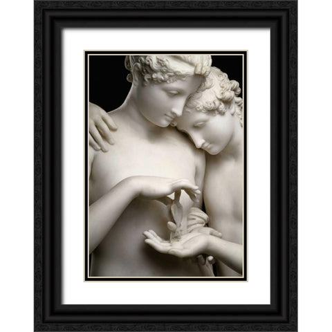 Cupid and Psyche - Detail Black Ornate Wood Framed Art Print with Double Matting by Canova, Antonio