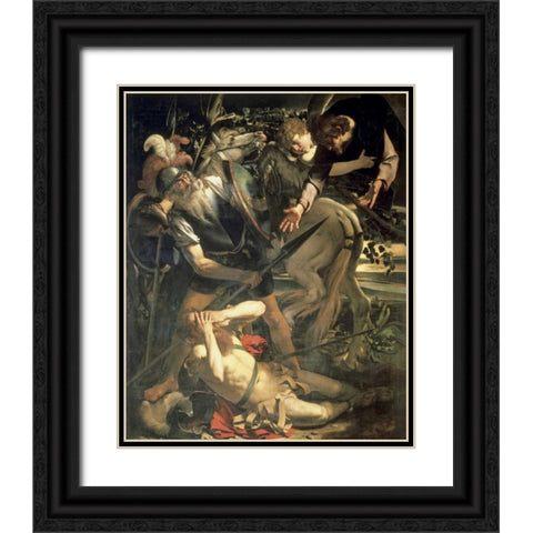 Conversion of St. Paul Black Ornate Wood Framed Art Print with Double Matting by Caravaggio