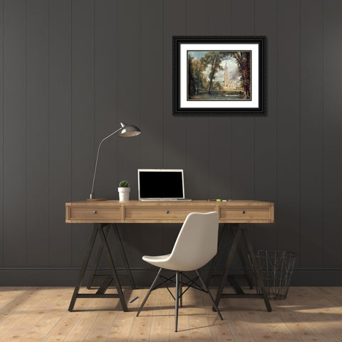 Salisbury Cathedral Black Ornate Wood Framed Art Print with Double Matting by Constable, John