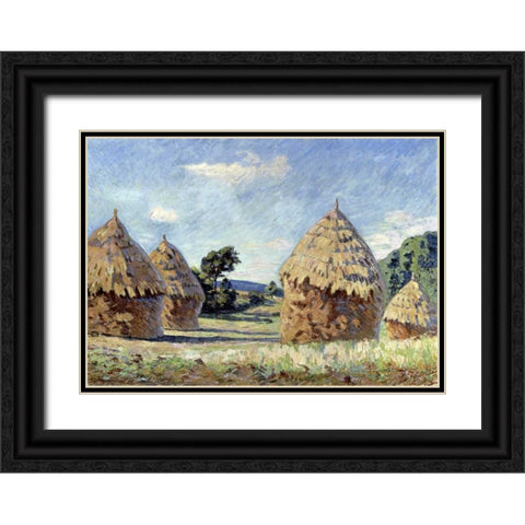 Les Meules Black Ornate Wood Framed Art Print with Double Matting by Guillaumin, Armand