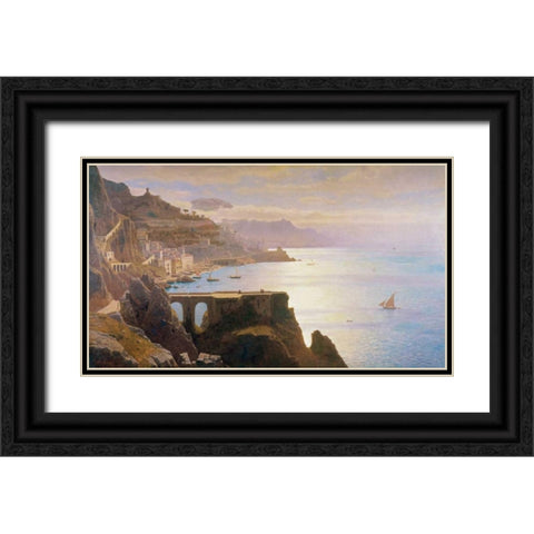 Amalfi Coast S.L.L. Black Ornate Wood Framed Art Print with Double Matting by Haseltine, William Stanley