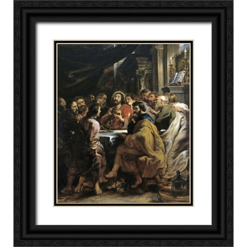 The Last Supper Black Ornate Wood Framed Art Print with Double Matting by Rubens, Peter Paul