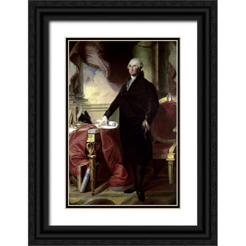 George Washington Black Ornate Wood Framed Art Print with Double Matting by Stuart, Gilbert