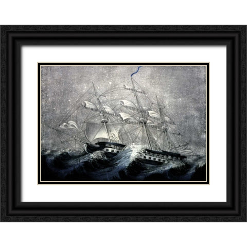 A Squall off Cape Horn Black Ornate Wood Framed Art Print with Double Matting by Unknown
