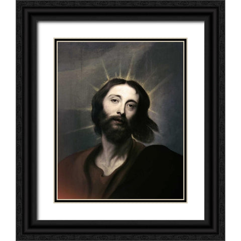 Jesus Holy Christ Black Ornate Wood Framed Art Print with Double Matting by Van Dyck, Anthony