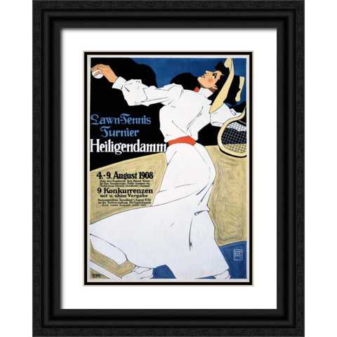 Lawn Tennis Tunier Black Ornate Wood Framed Art Print with Double Matting by Erdt, Hans Rudi