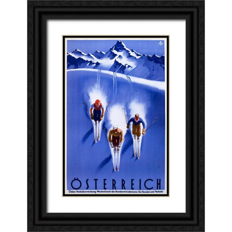 Österreich Black Ornate Wood Framed Art Print with Double Matting by Unknown