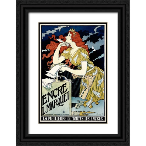 Encre L Marquet Black Ornate Wood Framed Art Print with Double Matting by Grasset, Eugene
