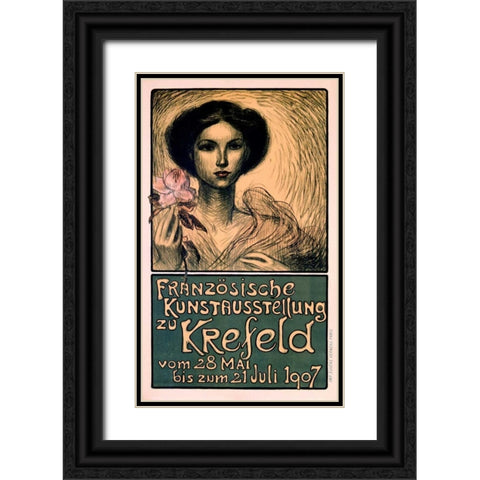 Franzosische Kunstausstellung zu Krefeld Black Ornate Wood Framed Art Print with Double Matting by Steinlen, Theophile