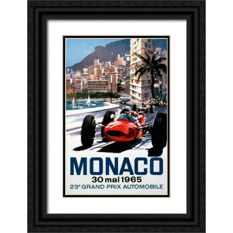 Monaco Grand Prix 1965 Black Ornate Wood Framed Art Print with Double Matting by Turner, Michael