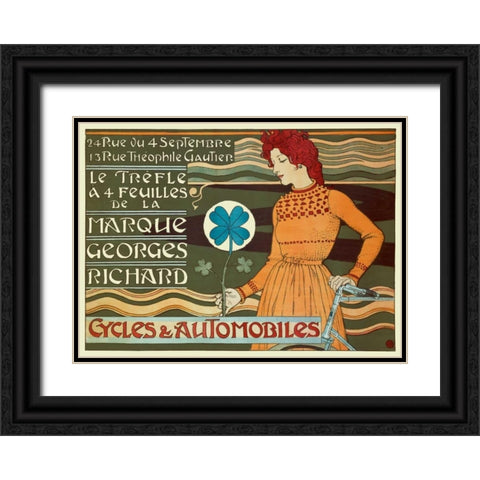 Marque Georges Richard/Cycles and Automobiles Black Ornate Wood Framed Art Print with Double Matting by Grasset, Eugene