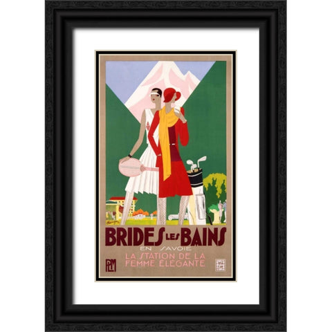 Brides-les-Bains Black Ornate Wood Framed Art Print with Double Matting by Benigni, Leon