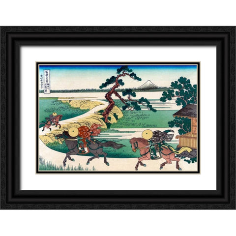 Village of Sekiya at Sumida River, 1830 Black Ornate Wood Framed Art Print with Double Matting by Hokusai