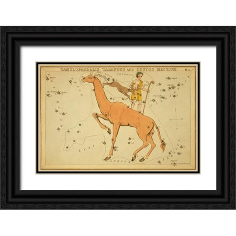 Camelopardalis, Tarandus and Custos Messium, 1825 Black Ornate Wood Framed Art Print with Double Matting by Aspin, Jehoshaphat