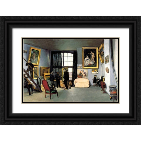 Bazilles Studio: 9 rue de la Condamine, 1870 Black Ornate Wood Framed Art Print with Double Matting by Unknown