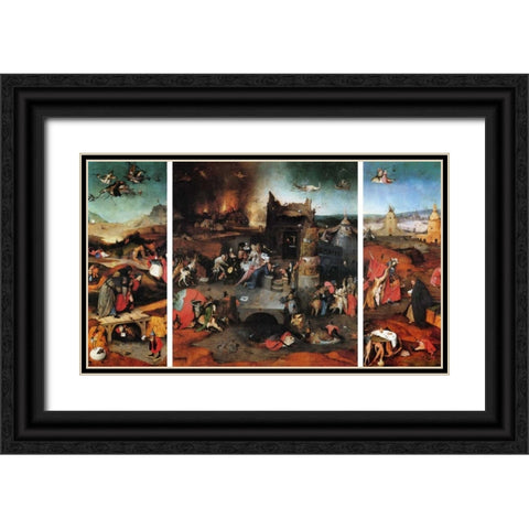 The Temptation Of St Anthony Black Ornate Wood Framed Art Print with Double Matting by Bosch, Hieronymus