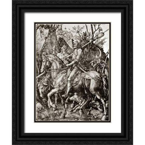 Knight Death And The Devil Black Ornate Wood Framed Art Print with Double Matting by Durer, Albrecht
