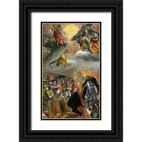 The Adoration Of The Name Of Jesus Black Ornate Wood Framed Art Print with Double Matting by El Greco