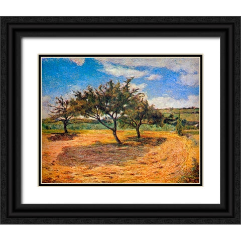 Apple Trees In Blossom Black Ornate Wood Framed Art Print with Double Matting by Gauguin, Paul