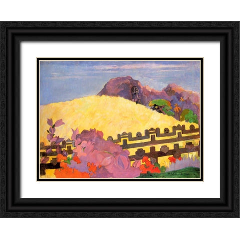 There Is The Temple Black Ornate Wood Framed Art Print with Double Matting by Gauguin, Paul