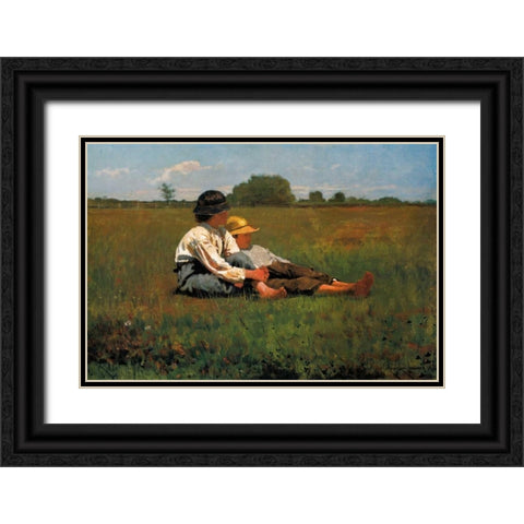 Boys In A Pasture Black Ornate Wood Framed Art Print with Double Matting by Homer, Winslow