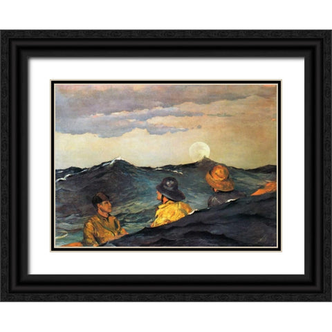 Kissing The Moon Black Ornate Wood Framed Art Print with Double Matting by Homer, Winslow