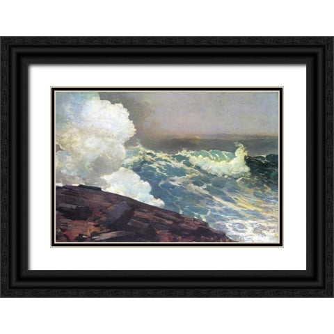 Northeaster Black Ornate Wood Framed Art Print with Double Matting by Homer, Winslow