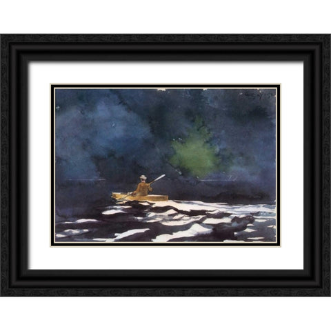 Paddling At Dusk Black Ornate Wood Framed Art Print with Double Matting by Homer, Winslow