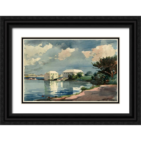 Salt Kettle Bermuda Black Ornate Wood Framed Art Print with Double Matting by Homer, Winslow