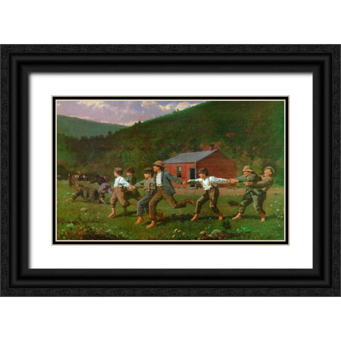 Snap The Whip Black Ornate Wood Framed Art Print with Double Matting by Homer, Winslow