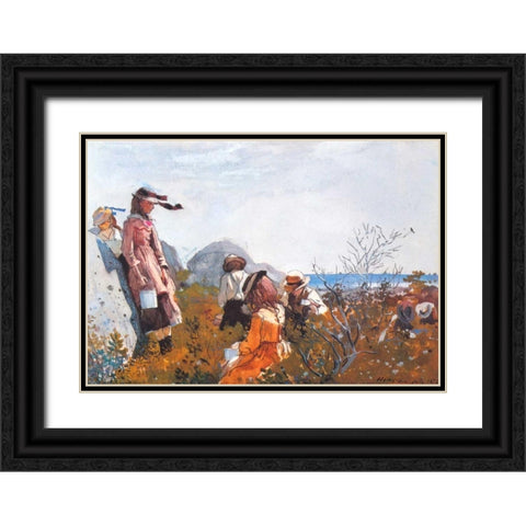 The Berry Pickers Black Ornate Wood Framed Art Print with Double Matting by Homer, Winslow