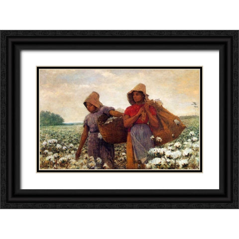 The Cotton Pickers Black Ornate Wood Framed Art Print with Double Matting by Homer, Winslow