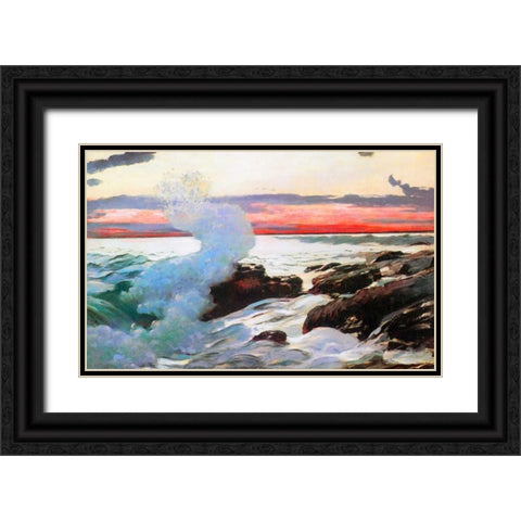 West Point Prouts Neck 1900 Black Ornate Wood Framed Art Print with Double Matting by Homer, Winslow