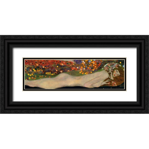 Sea Serpents III Black Ornate Wood Framed Art Print with Double Matting by Klimt, Gustav
