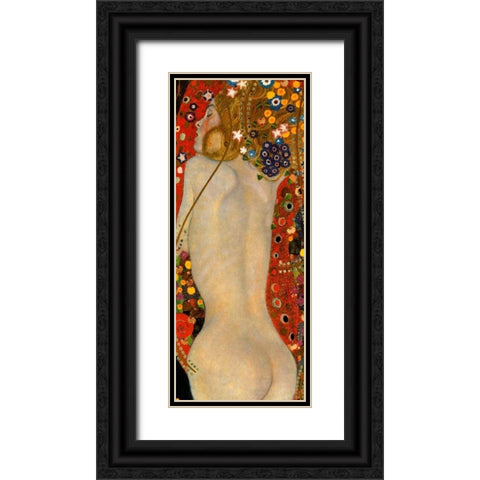 Sea Serpents IV Black Ornate Wood Framed Art Print with Double Matting by Klimt, Gustav