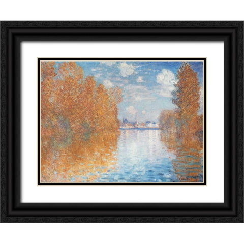 Autumn Effect at Argenteuil, 1873 Black Ornate Wood Framed Art Print with Double Matting by Monet, Claude