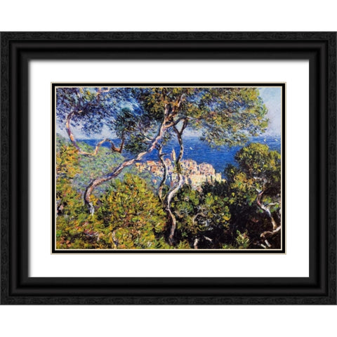 Bordighera Black Ornate Wood Framed Art Print with Double Matting by Monet, Claude