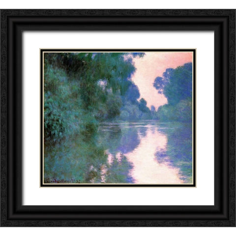Branch Of The Seine Near Giverny 2 1897 Black Ornate Wood Framed Art Print with Double Matting by Monet, Claude